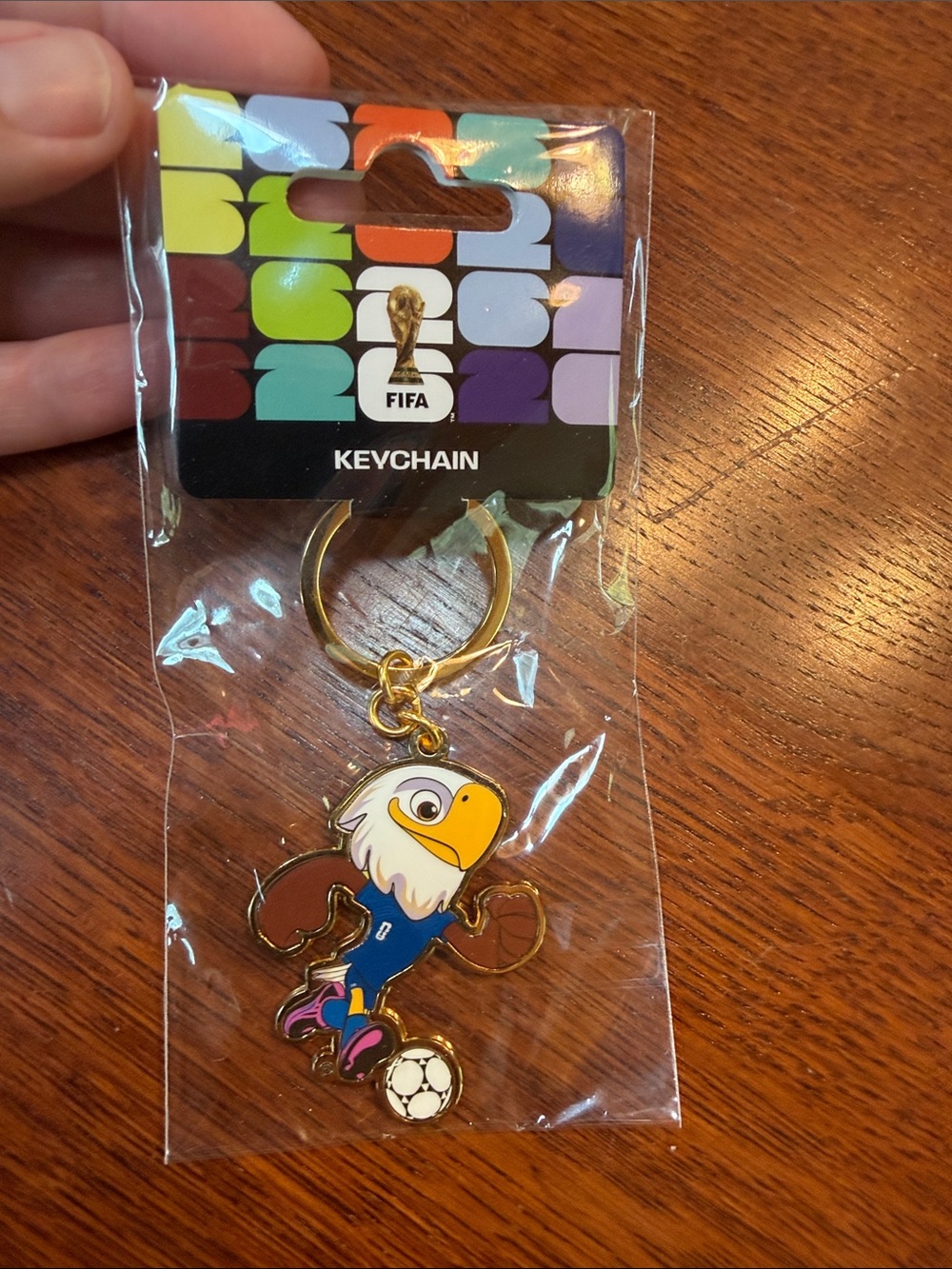 FIFA World Cup 2026 Eagle Soccer Mascot Keychain - Gold, Blue, Brown